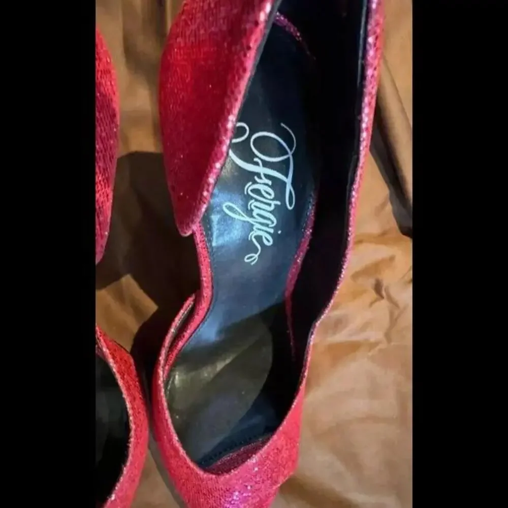 👠😎🩷Fergie Awareness Women's Peep Toe High Heels Pumps 5.5M (Glitter Pink)